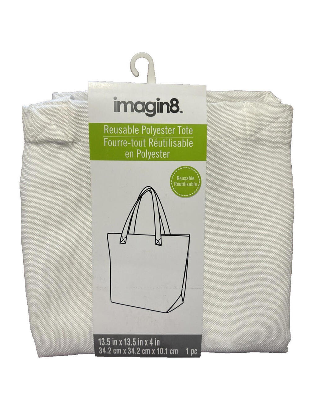 Imagin8 LOT OF 4 Reusable Polyester Tote Bleached White Craft Sublimation ♻️